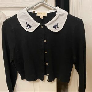 Spooky black cat collared cardigan.
